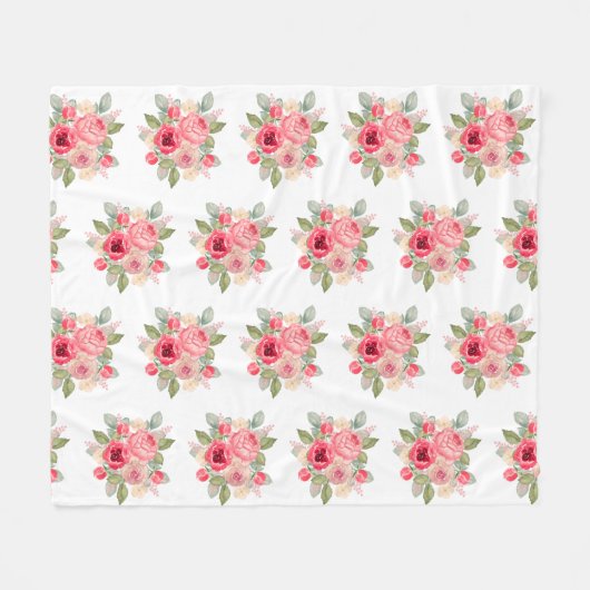 Boeket van geschilderde roze rozen fleece deken (Voorkant (Horizontaal))