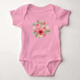 Boeket van geschilderde roze rozen romper