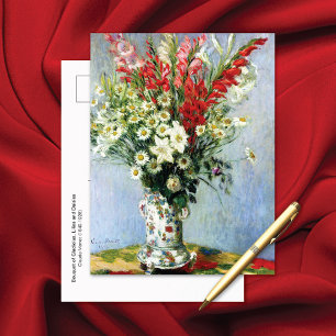 Boeket van Gladiolus Lelies Daisies Claude Monet Briefkaart