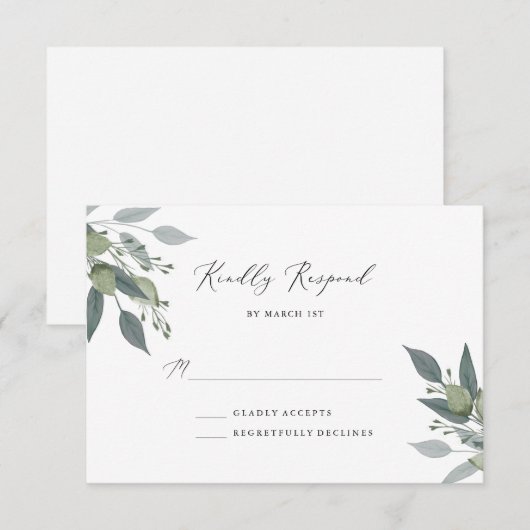 Boeket van Greenery RSVP Kaartje (Voorkant / Achterkant)
