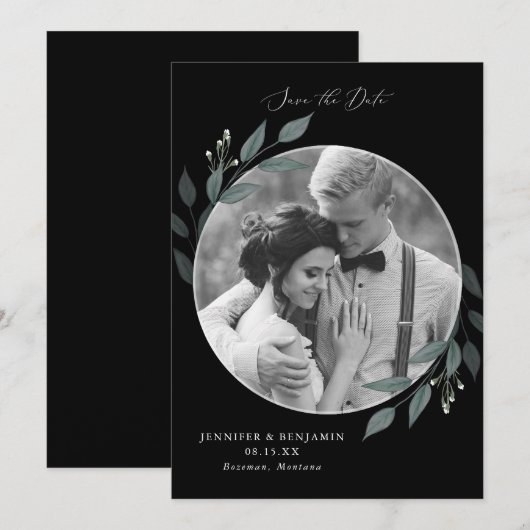 Boeket van Greenery Save The Date (Voorkant / Achterkant)