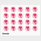 Boeket van hartbloemen ronde sticker (Vel)