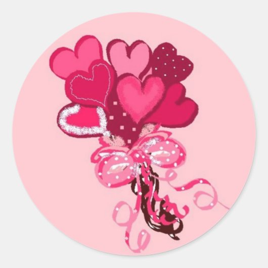 Boeket van hartbloemen ronde sticker (Voorkant)