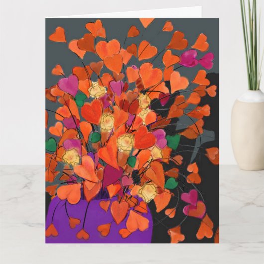 Boeket van Hearts Verjaardag Kaart (Voorkant)