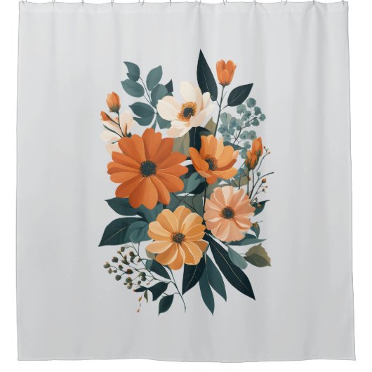 Boeket van Herfstbloemen Douchegordijn (Voorkant)