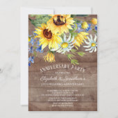 Boeket van landelijke zonnebloemen 25-jarig jubile kaart (Voorkant)