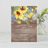 Boeket van landelijke zonnebloemen 25ste verjaarda kaart (Staand voorkant)