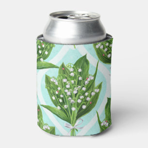 Boeket van lelie van de vallei bloemen op blauw blikjeskoeler