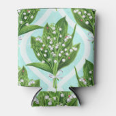 Boeket van lelie van de vallei bloemen op blauw blikjeskoeler (Voorkant)