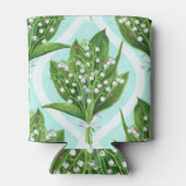 Boeket van lelie van de vallei bloemen op blauw blikjeskoeler (Achterkant)