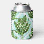 Boeket van lelie van de vallei bloemen op blauw blikjeskoeler (Blikje Achterkant)