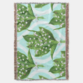 Boeket van lelie van de vallei bloemen op blauw deken (Voorkant Verticaal)