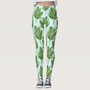 Boeket van lelie van de vallei bloemen op blauw leggings