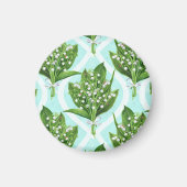 Boeket van lelie van de vallei bloemen op blauw magneet (Voorkant)