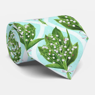 Boeket van lelie van de vallei bloemen op blauw stropdas