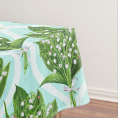 Boeket van lelie van de vallei bloemen op blauw tafelkleed (Voorbeeld)
