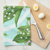 Boeket van lelie van de vallei bloemen op blauw theedoek (Quarter Fold)