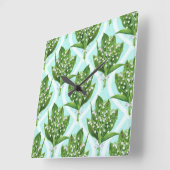 Boeket van lelie van de vallei bloemen op blauw vierkante klok (Hoek)