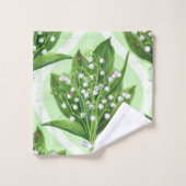 Boeket van lelie van de vallei bloemen op groen bad handdoek (Wasdoekje)