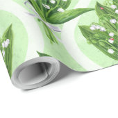 Boeket van lelie van de vallei bloemen op groen cadeaupapier (Rol Hoek)