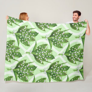 Boeket van lelie van de vallei bloemen op groen fleece deken
