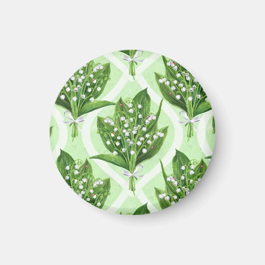 Boeket van lelie van de vallei bloemen op groen magneet (Voorkant)