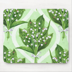 Boeket van lelie van de vallei bloemen op groen muismat