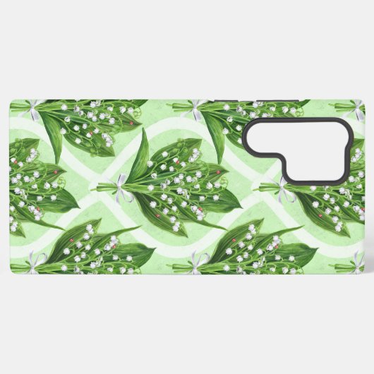 Boeket van lelie van de vallei bloemen op groen samsung galaxy hoesje (Achterkant horizontaal)