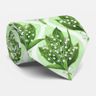 Boeket van lelie van de vallei bloemen op groen stropdas