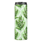 Boeket van lelie van de vallei bloemen op groen thermosbeker (Achterkant)