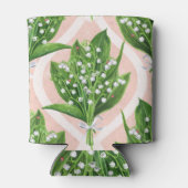 Boeket van lelie van de vallei bloemen op roze blikjeskoeler (Achterkant)