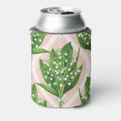 Boeket van lelie van de vallei bloemen op roze blikjeskoeler (Blikje Achterkant)