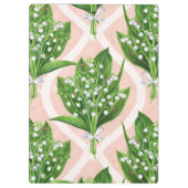 Boeket van lelie van de vallei bloemen op roze klembord (Achterkant)