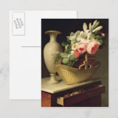 Boeket van Lelies en Rozen in een Mand, 1814 Briefkaart (Voorkant / Achterkant)