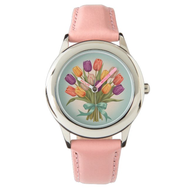 Boeket van lentetulpen horloge (Voorkant)