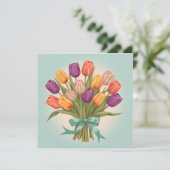 Boeket van lentetulpen kaart (Staand voorkant)