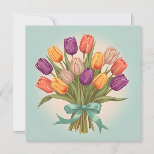 Boeket van lentetulpen kaart (Voorkant)
