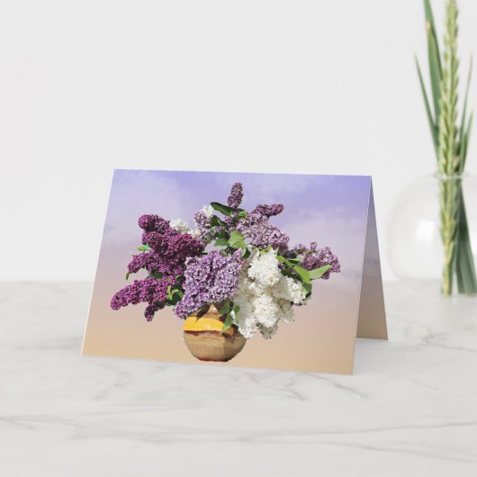 Boeket van Lilacs Verjaardag Kaart (Voorkant)