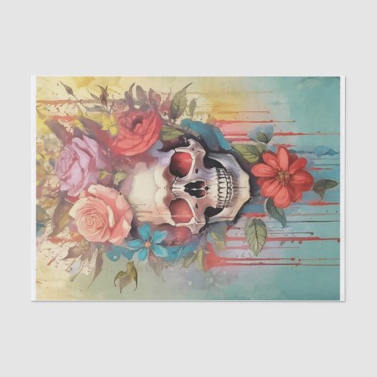 Boeket van Love Lies Bleeding, Goth Schedel & Roze Tissuepapier (Voorkant)