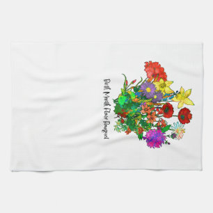 Boeket van maandelijkse geboortebloemen theedoek