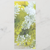 Boeket van Madeliefjes, Chrysanten en Flessenborst Menu (Achterkant)