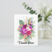 Boeket van Mooie Tropische Bloemen Dank Je Briefkaart (Staand voorkant)