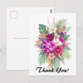 Boeket van Mooie Tropische Bloemen Dank Je Briefkaart (Voorkant / Achterkant)