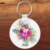 Boeket van Mooie Tropische Bloemen Sleutelhanger (Voorkant)