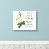 Boeket van mooie witte rozen canvas afdruk (Insitu (Houten vloer))