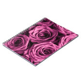 Boeket van paarse rozen, bloemenachtergrond notitieboek (Linkerzijde)