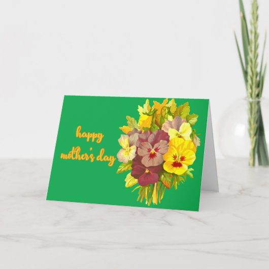 Boeket van Pansies Moederdag Kaart (Voorkant)