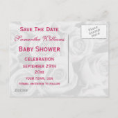 Boeket van Pink Roses Baby shower Bewaar de datum Aankondigingskaart (Achterkant)