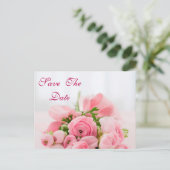 Boeket van Pink Roses Baby shower Bewaar de datum Aankondigingskaart (Staand voorkant)