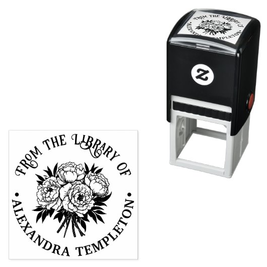 Boeket van Pioenrozen Bibliotheek Boeknaam Stempel (In situ)
